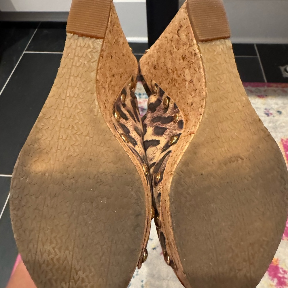 MICHAEL Michael Kors Leopard Print Cork Wedge Mules - Brown - Picture 4 of 4